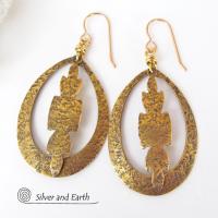 Gold Brass Hoop Earrings - Modern Boho Chic Jewelry