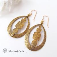 Gold Brass Hoop Earrings - Modern Boho Chic Jewelry