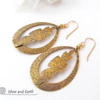 Gold Brass Hoop Earrings - Modern Boho Chic Jewelry