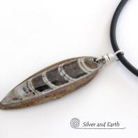 Orthoceras Fossil Necklace with Sterling Silver - Ancient Fossil Jewelry