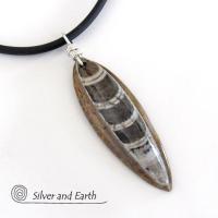 Orthoceras Fossil Necklace with Sterling Silver - Ancient Fossil Jewelry