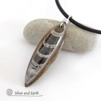 Orthoceras Fossil Necklace with Sterling Silver - Ancient Fossil Jewelry