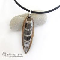 Orthoceras Fossil Necklace with Sterling Silver - Ancient Fossil Jewelry