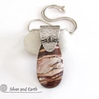 Brown Zebra Jasper Sterling Silver Necklace - Unique Silver & Stone Jewelry