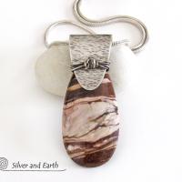 Brown Zebra Jasper Sterling Silver Necklace - Unique Silver & Stone Jewelry