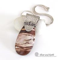 Brown Zebra Jasper Sterling Silver Necklace - Unique Silver & Stone Jewelry