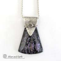 Purple Charoite Sterling Silver Necklace - Unique Silver & Stone Jewelry