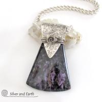 Purple Charoite Sterling Silver Necklace - Unique Silver & Stone Jewelry