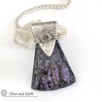 Purple Charoite Sterling Silver Necklace - Unique Silver & Stone Jewelry