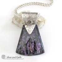 Purple Charoite Sterling Silver Necklace - Unique Silver & Stone Jewelry