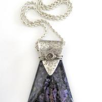 Purple Charoite Sterling Silver Necklace - Unique Silver & Stone Jewelry