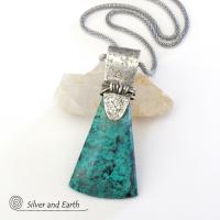 Chrysocolla Sterling Silver Necklace - Unique Silver & Stone Jewelry