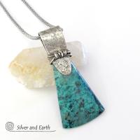 Chrysocolla Sterling Silver Necklace - Unique Silver & Stone Jewelry