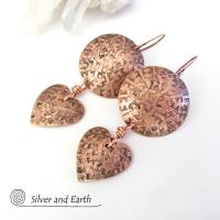 Copper Heart Dangle Earrings - Romantic Gifts for Women