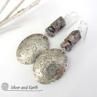 Crinoid Fossil Sterling Silver Earrings - Earthy Natural Fossil Jewelry