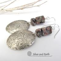 Crinoid Fossil Sterling Silver Earrings - Earthy Natural Fossil Jewelry