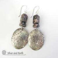 Crinoid Fossil Sterling Silver Earrings - Earthy Natural Fossil Jewelry