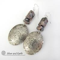 Crinoid Fossil Sterling Silver Earrings - Earthy Natural Fossil Jewelry