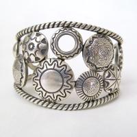 Sterling Silver Concho Cuff Bracelet - Mike Thompson Native American Jewelry