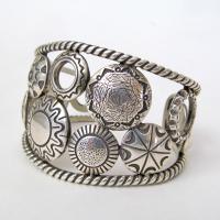 Sterling Silver Concho Cuff Bracelet - Mike Thompson Native American Jewelry