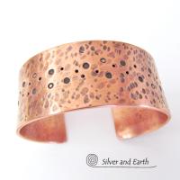 Copper Cuff Bracelet with Earthy Organic Texture - Mens or Ladies Bracelet