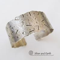 Modern Sterling Silver Cuff Bracelet with Unique Texture - Silver Jewelry