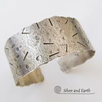 Modern Sterling Silver Cuff Bracelet with Unique Texture - Silver Jewelry