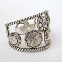 Sterling Silver Concho Cuff Bracelet - Mike Thompson Native American Jewelry