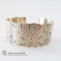 Modern Sterling Silver Cuff Bracelet with Unique Texture - Silver Jewelry