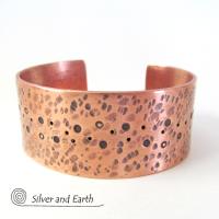 Copper Cuff Bracelet with Earthy Organic Texture - Mens or Ladies Bracelet