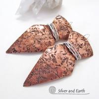 Big Bold Copper Earrings with Organic Texture - Contemporary Modern Jewelry