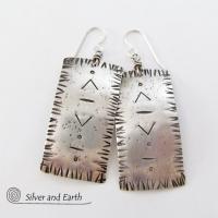 Hand Stamped Sterling Silver Earrings with a Modern Southwestern Tribal Flair