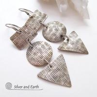 Modern Sterling Silver Dangle Earrings - Geometric Modern Silver Jewelry