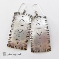 Hand Stamped Sterling Silver Earrings with a Modern Southwestern Tribal Flair