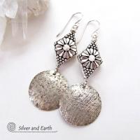 Sterling Silver Flower Earrings - Handmade Nature Jewelry
