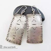 Hand Stamped Sterling Silver Earrings with a Modern Southwestern Tribal Flair
