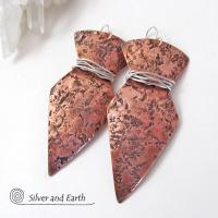 Big Bold Copper Earrings with Organic Texture - Contemporary Modern Jewelry