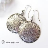 Big Bold Sterling Silver Earrings with Unique Texture - Solid Silver Jewelry