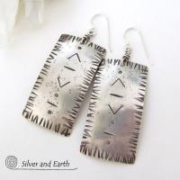 Hand Stamped Sterling Silver Earrings with a Modern Southwestern Tribal Flair