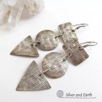 Modern Sterling Silver Dangle Earrings - Geometric Modern Silver Jewelry