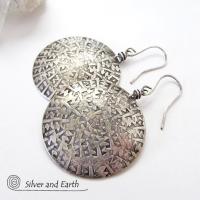 Big Bold Sterling Silver Earrings with Unique Texture - Solid Silver Jewelry