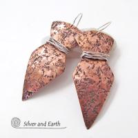 Big Bold Copper Earrings with Organic Texture - Contemporary Modern Jewelry