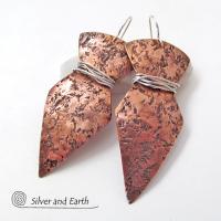 Big Bold Copper Earrings with Organic Texture - Contemporary Modern Jewelry