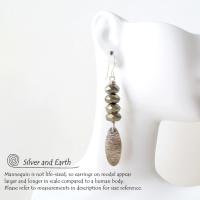 Slender Sterling Silver Dangle Earrings with Faceted Gray Pyrite Gemstones