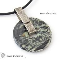 Black Fireworks Jasper Pendant Necklace - Unique Natural Stone Jewelry