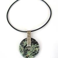 Black Fireworks Jasper Pendant Necklace - Unique Natural Stone Jewelry