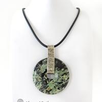 Black Fireworks Jasper Pendant Necklace - Unique Natural Stone Jewelry