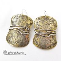 Handcrafted Mixed Metal Earrings - Bold Modern Contemporary Jewelry