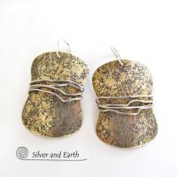 Handcrafted Mixed Metal Earrings - Bold Modern Contemporary Jewelry