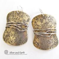 Handcrafted Mixed Metal Earrings - Bold Modern Contemporary Jewelry